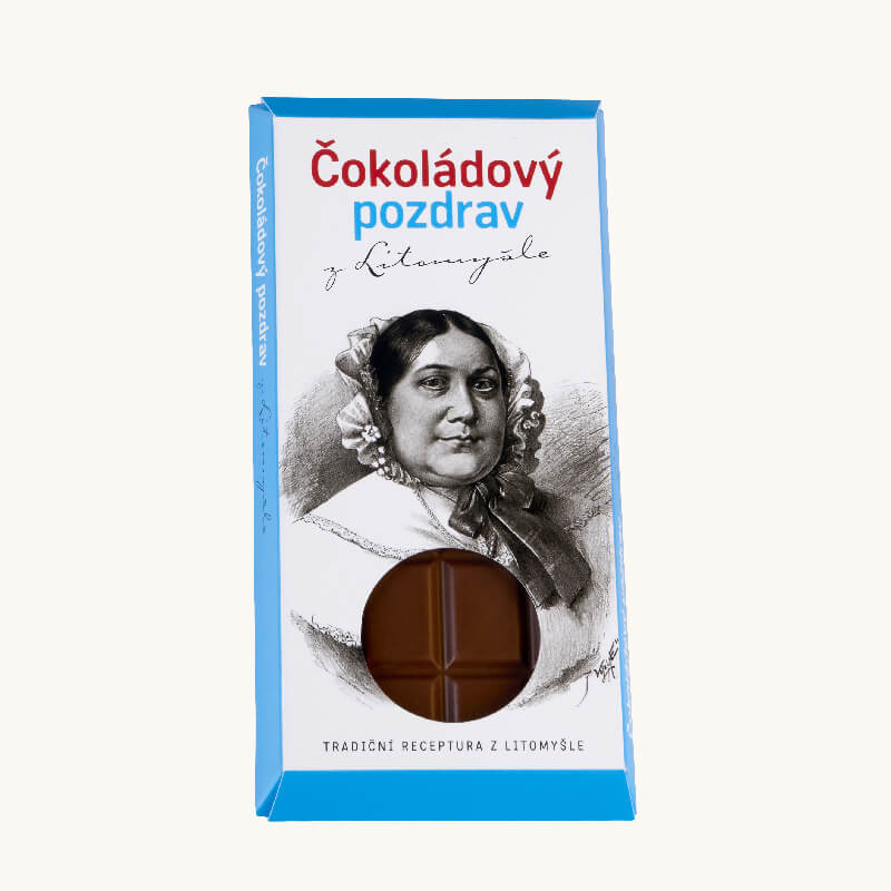 Čokoláda balená v papírovém obalu s portrétem Boženy Němcové